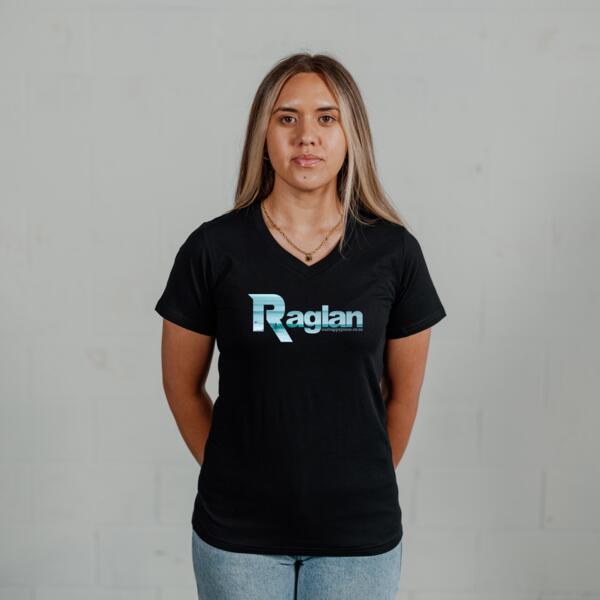 Raglan Blue - Womens V Neck Tee Thumbnail