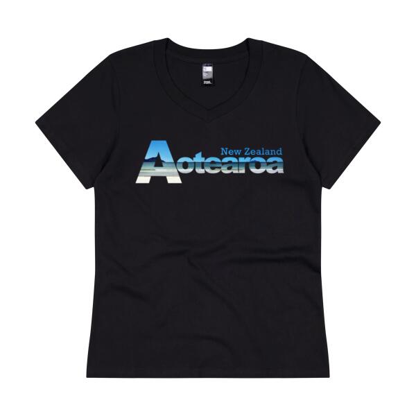 Aotearoa Beach - Womens V Neck Tee Thumbnail