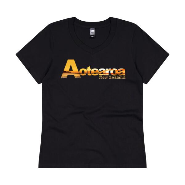 Aotearoa Sunset - Women's V Neck Tee Thumbnail