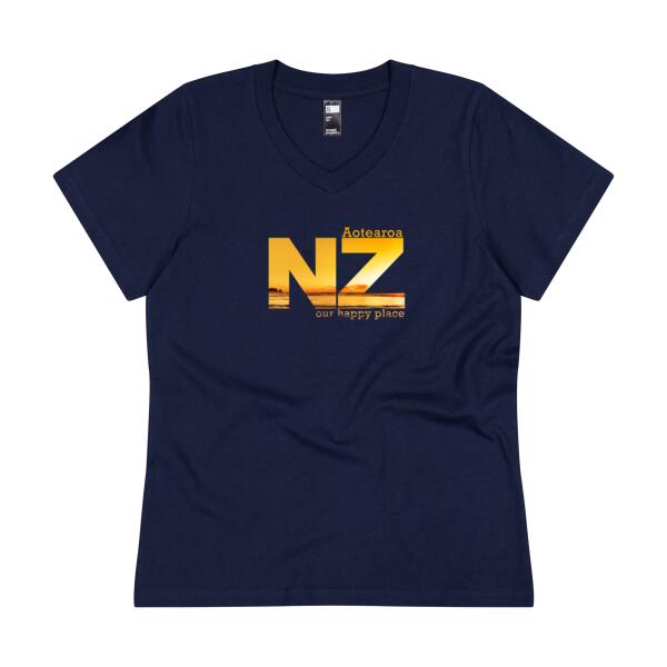 NZ Sunset - Womens V Neck Tee Thumbnail