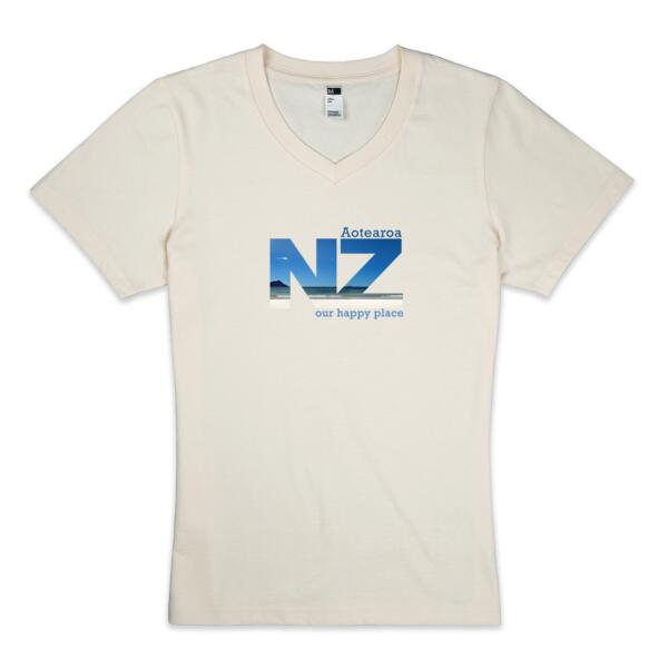 NZ Beach - Womens V Neck Tee Thumbnail