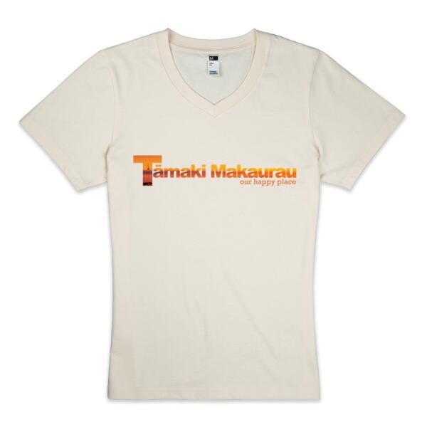 Tāmaki Makaurau Sunrise - Womens V Neck Tee Thumbnail