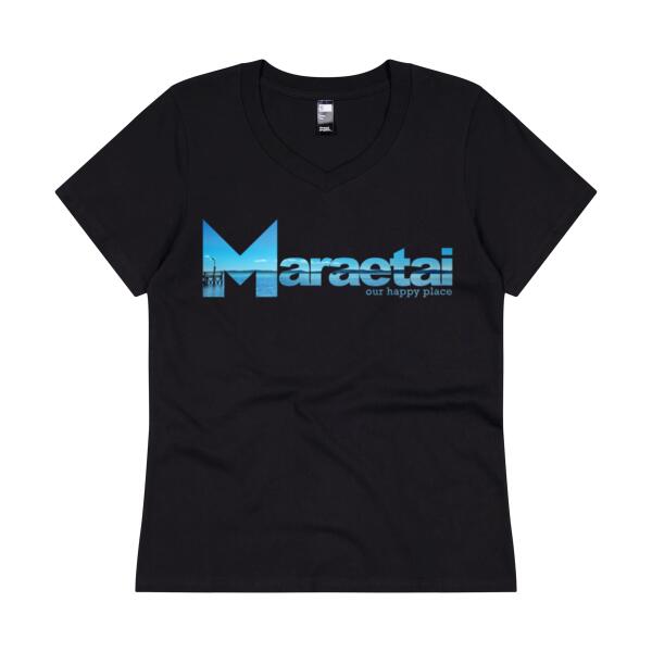 Maraetai Jetty - Womens V Neck Tee Thumbnail