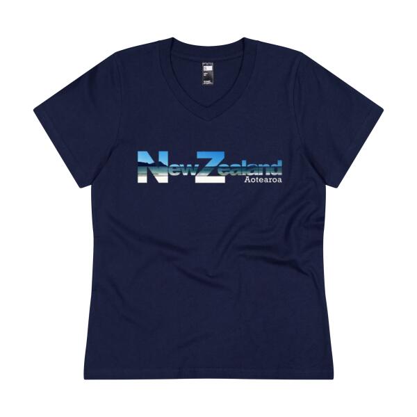 New Zealand Beach - Womens V Neck Tee Thumbnail