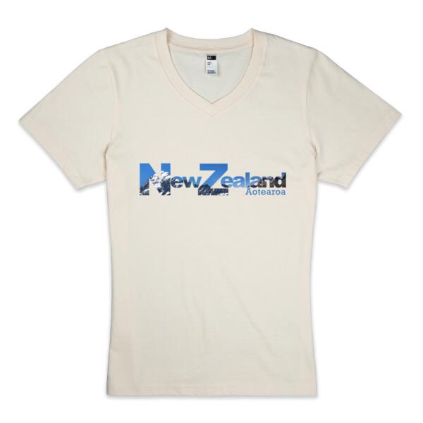 New Zealand Mountain - Womens V Neck Tee Thumbnail
