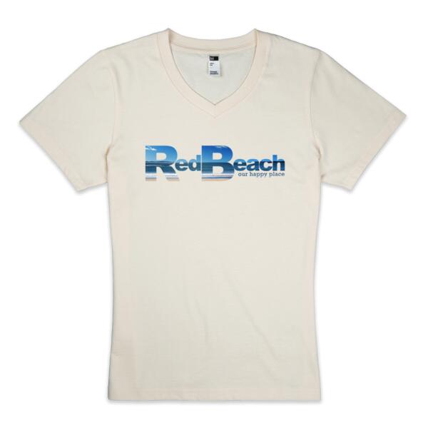 Red Beach - Womens V Neck Tee Thumbnail